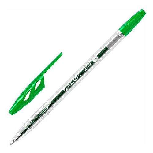 Ручка шариковая BRAUBERG ULTRA зеленая узел 1 мм чернила германия наконечник швейцария, 50 шт шариковая ручка со средним наконечником для школы офиса бизнеса