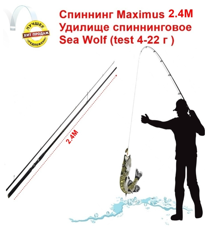 Удилище спиннинговое Maximus Sea Wolf 2.4 м (4-22 г )