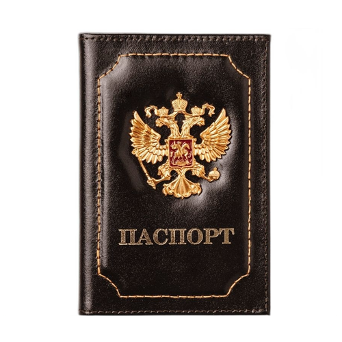 кожаная обложка для паспорта с серебряным гербом россии 265015 Обложка для паспорта , коричневый