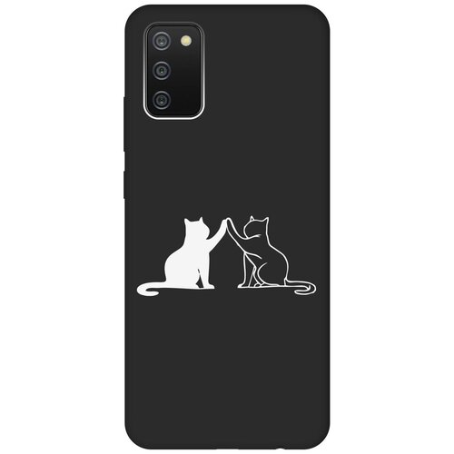 Матовый Soft Touch силиконовый чехол на Samsung Galaxy A02s, Самсунг А02с с 3D принтом Cats W черный матовый soft touch силиконовый чехол на samsung galaxy a02s самсунг а02с с 3d принтом brain off w черный