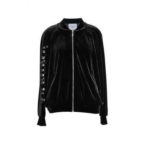 фото Бомбер черный из бархата с логотипом yanina