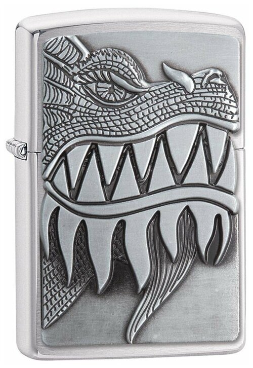 Оригинальная бензиновая зажигалка ZIPPO 28969 Fire Breathing Dragon с покрытием Brushed Chrome - Огнедышащий Дракон