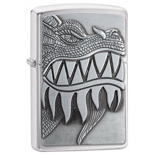 Оригинальная бензиновая зажигалка ZIPPO 28969 Fire Breathing Dragon с покрытием Brushed Chrome - Огнедышащий Дракон зажигалка zippo подарочный набор зажигалка бензиновая zippo 28969 fire breathing dragon кремни топливо 125 мл