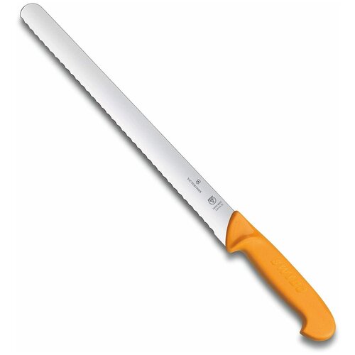 Нож кухонный Victorinox Swibo, универсальный, 300мм, заточка серрейтор, стальной, оранжевый [5.8443.30]
