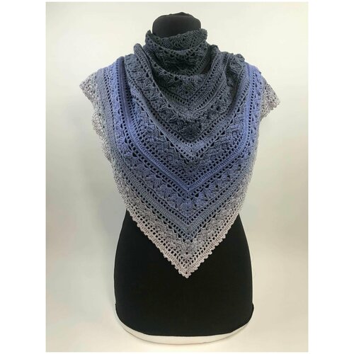 фото Платок ,135х65 см, синий, серый bravoff fashion