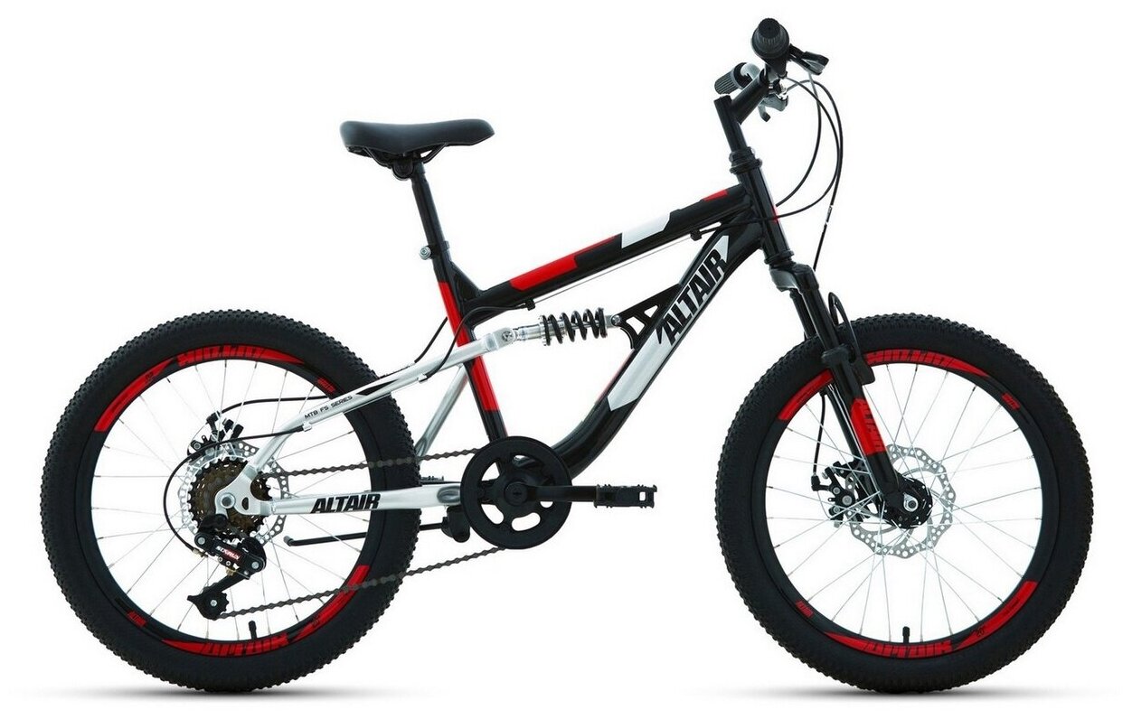 Детский велосипед Altair MTB FS 20 Disc, год 2021, цвет Черный-Красный