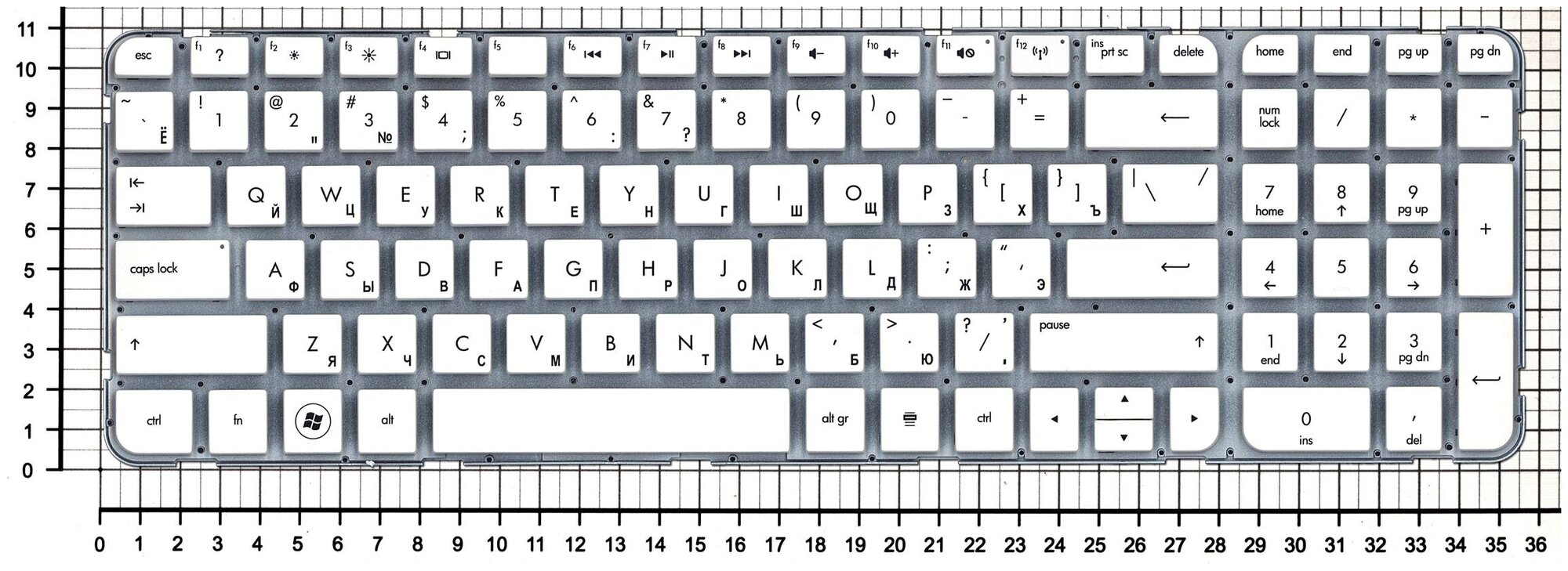 Клавиатура для ноутбука HP AER36700310 белая без рамки
