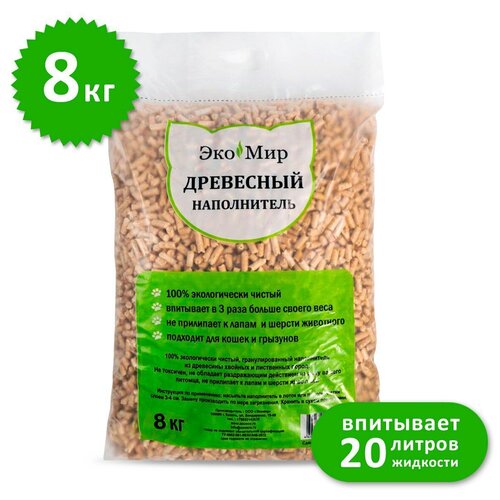 Наполнитель для кошачьего туалета ЭкоМир древесный, впитывающий 2 кг