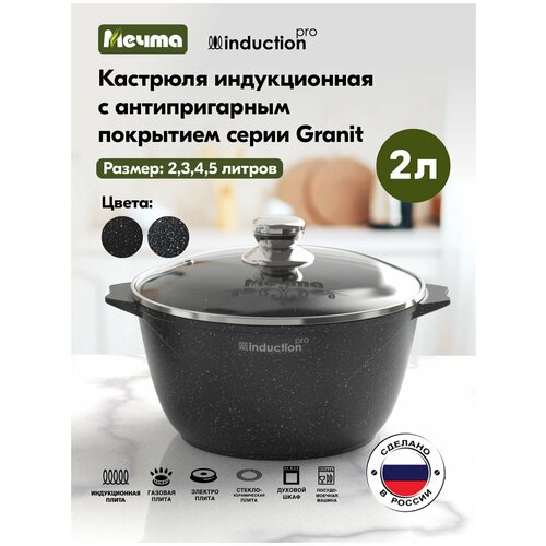 Кастрюля Мечта 42802И Гранит black Induction Pro 2л