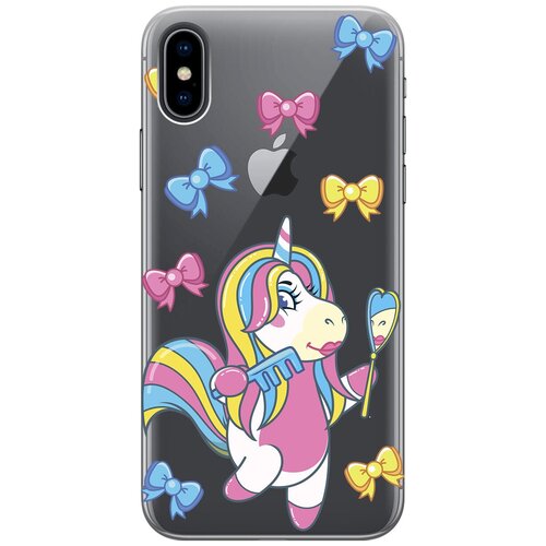 Силиконовый чехол на Apple iPhone Xs / X / Эпл Айфон Икс / Икс Эс с рисунком Lady Unicorn силиконовый чехол на apple iphone xs x эпл айфон икс икс эс с рисунком advice w soft touch черный