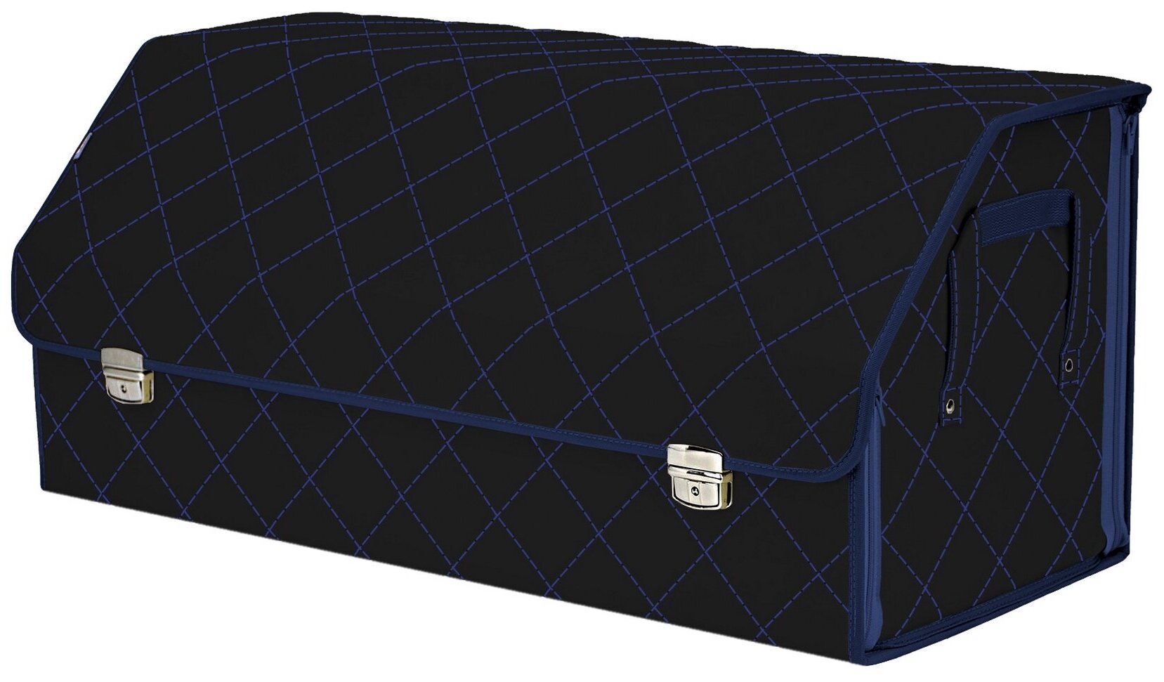 Органайзер-саквояж в багажник "Союз Премиум" (размер XXL). Цвет: черный с синей прострочкой Ромб.