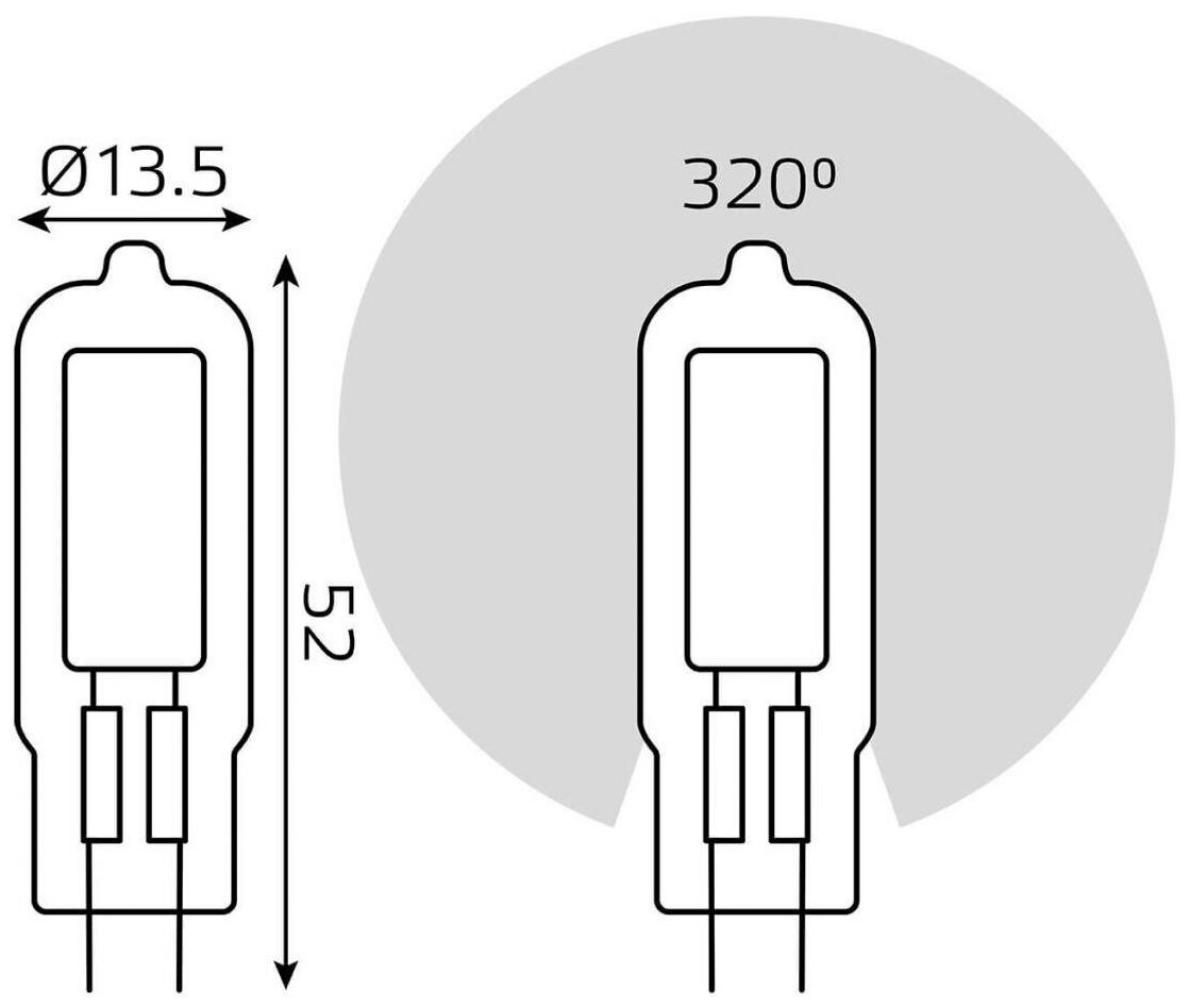 Светодиодная лампа Gauss LED G4 AC220-240V 3.5W 240lm 3000K Glass