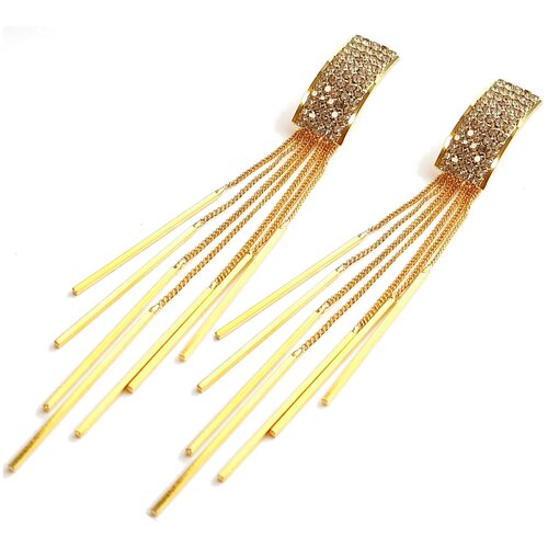 Серьги клипсы Violanta, бижутерный сплав, золотой, бесцветный