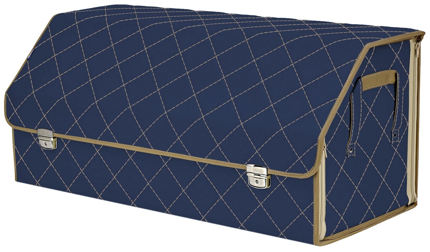 Органайзер-саквояж в багажник "Союз Премиум" (размер XXL). Цвет: синий с бежевой прострочкой Ромб.