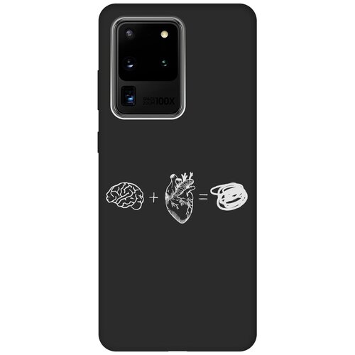 Матовый Soft Touch силиконовый чехол на Samsung Galaxy S20 Ultra, Самсунг С20 Ультра с 3D принтом Brain Plus Heart W черный матовый soft touch силиконовый чехол на samsung galaxy note 20 ultra самсунг ноут 20 ультра с 3d принтом brain plus heart w черный