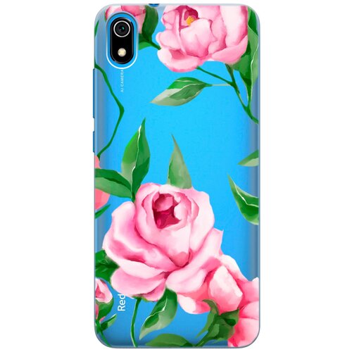 Силиконовый чехол на Xiaomi Redmi 7A, Сяоми Редми 7А с 3D принтом Amazing Peonies прозрачный чехол книжка на xiaomi redmi 7a сяоми редми 7а с 3d принтом amazing irises золотистый