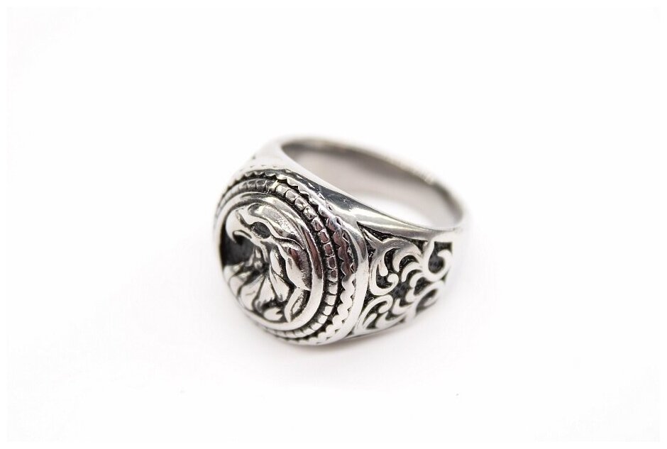 Кольцо. Перстень. Мужской крупный перстень с камнем ониксом байкерское кольцо печатка из ювелирной нержавеющей стали