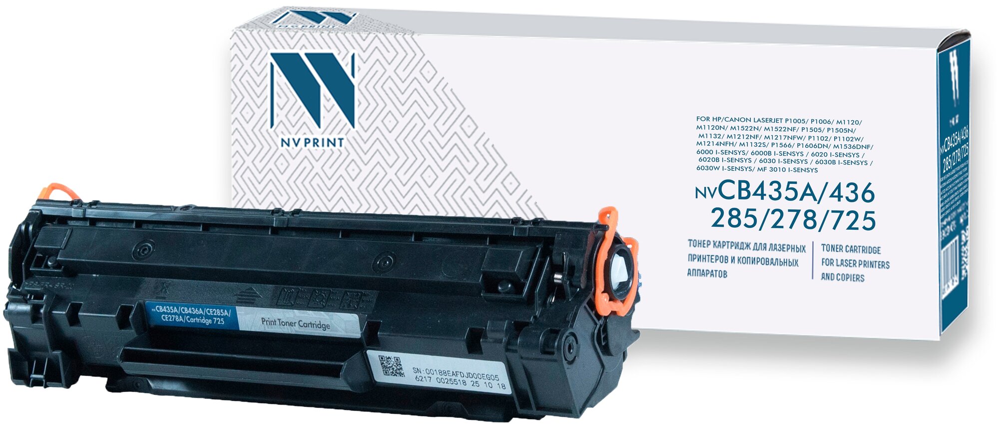 NV Print NVPrint CB435A CB436A CE285A CE278A 725 Картридж для HP LJ P1005 P1006 P1515 M1217nfw P1102 6000 i-Sensys, 2000 стр.
