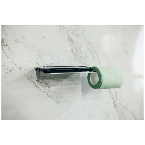 Держатель для туалетной бумаги настенный с полочкой для телефона