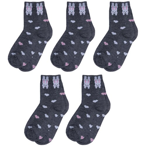 фото Комплект из 5 пар детских носков rusocks (орудьевский трикотаж) рис. 01, темно-серые, размер 16-18