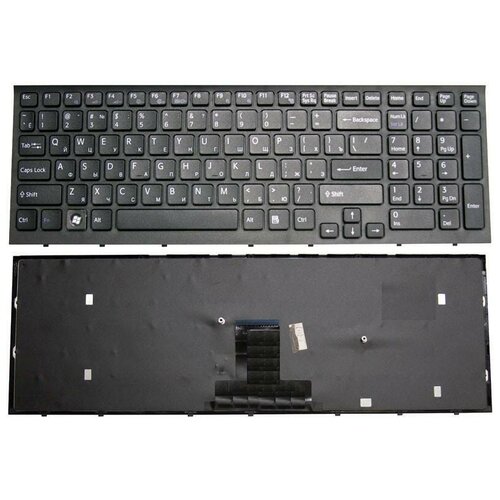 Клавиатура keyboard 148792871 для ноутбука Sony Vaio VPC-EB PCG-71211v VPCEB1A4E VPCEB1B4E VPCEB1C5E VPCEB1E0ET черная с черной рамкой 1014₽