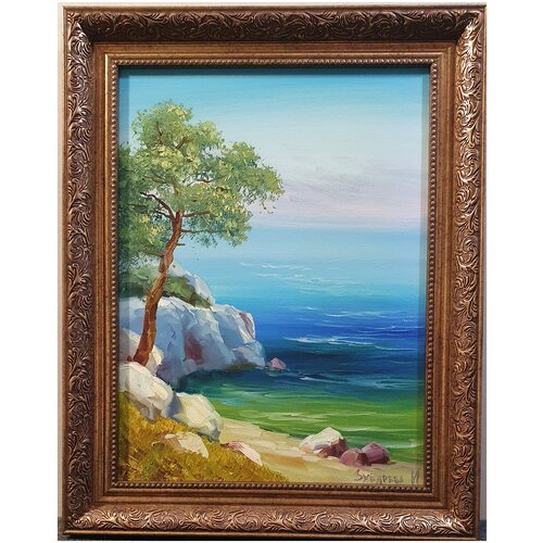 Картина холст-масло Южный пейзаж, оформлено в рамку 50х40см. Арт: 20220510_190700