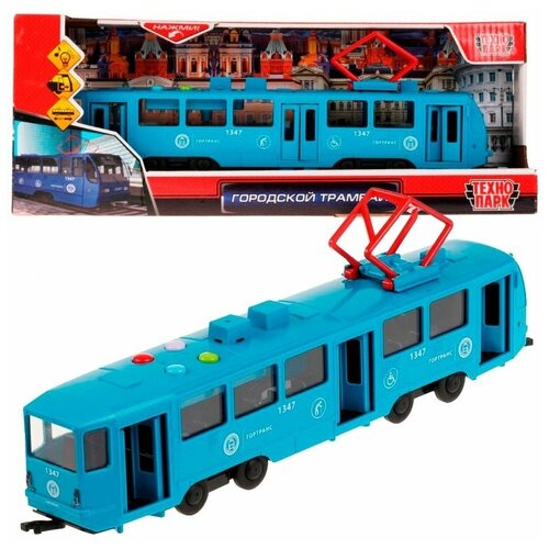 Технопарк Машинка пластиковая трамвай 30см свет-звук TRAM71403-30PL-BU