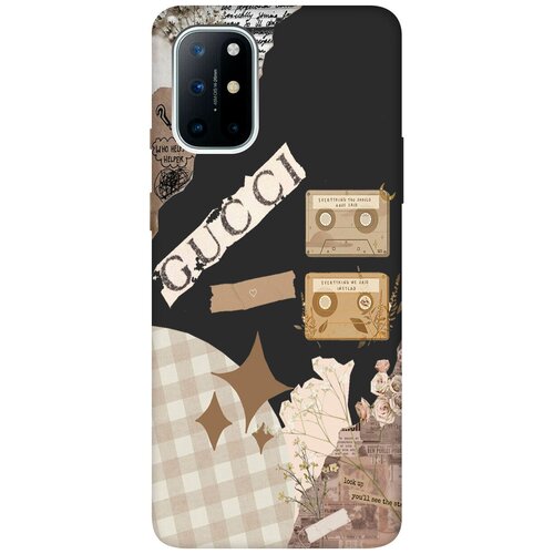 Матовый Soft Touch силиконовый чехол на OnePlus 8T, ВанПлюс 8Т с 3D принтом GUCCI Stickers черный матовый soft touch силиконовый чехол на oneplus 8t ванплюс 8т с 3d принтом free w черный