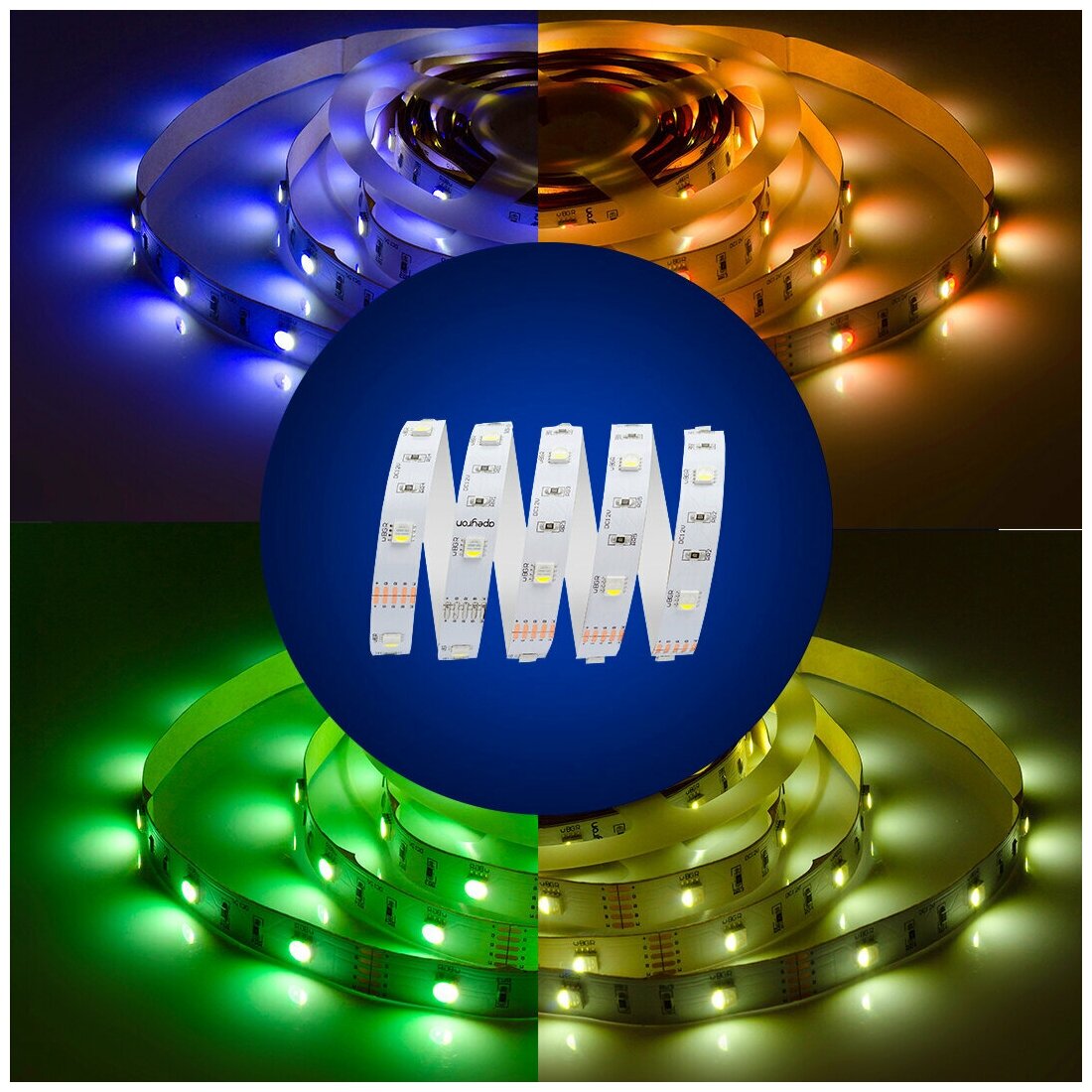 Комплект светодиодной RGBW подсветки Apeyron 10-103 с напряжением 12В и аксессуарами в комплекте / RGBW лента / 360 Лм / 30 диодов на метр / 7.2Вт/м / smd5050 / IP20 / длина 2 м, ширина 10 мм / адапте - фотография № 9