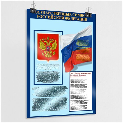Плакат Государственные символы РФ, Москвы / А-0 (84x119 см.)
