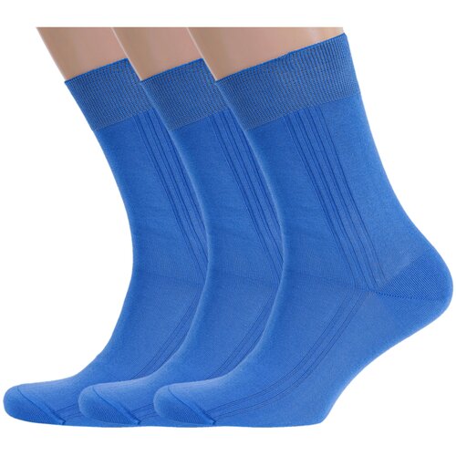 Комплект из 3 пар мужских носков RuSocks (Орудьевский трикотаж) из 100% хлопка рис. 03, темно-голубые, размер 29 (44-45)