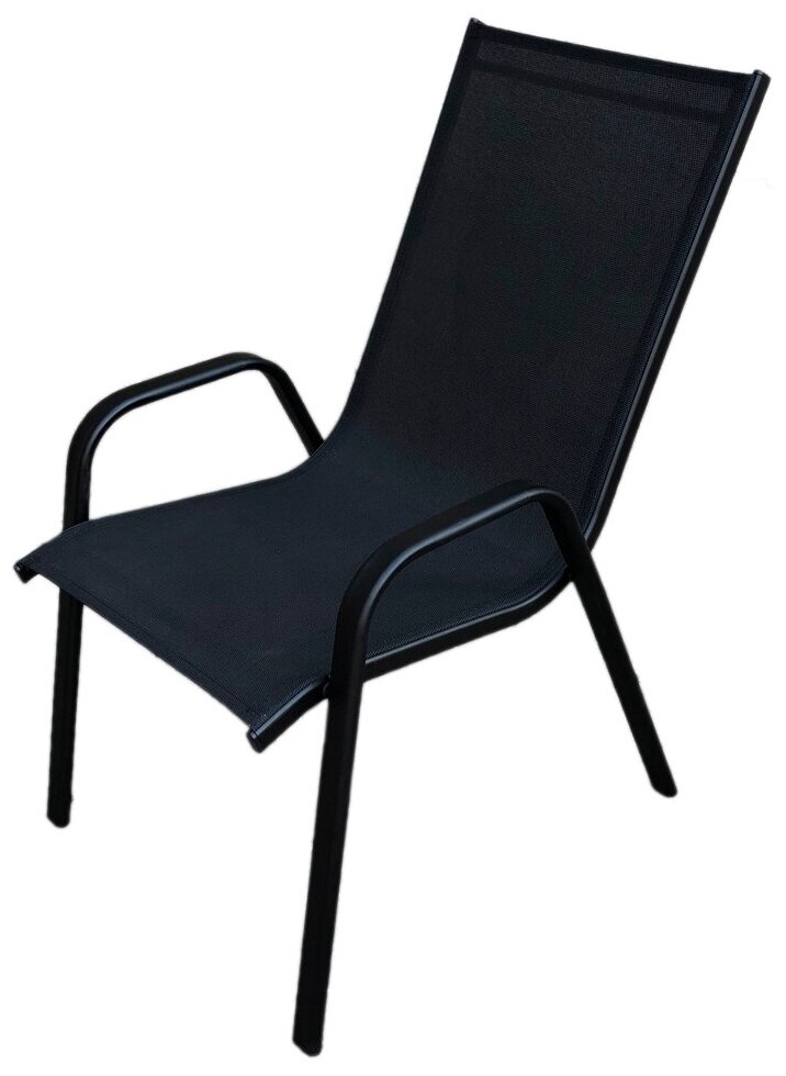 Садовый стул GARDEN STORY Сан-Ремо, сталь/текстилен, 60 х 56 х 93 см, черный - фотография № 1