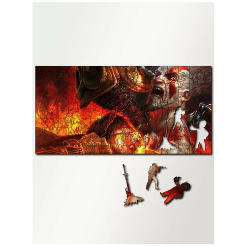 фото Пазл деревянный 230 деталей 46х23 см игры god of war iii (3, action-adventure, греческие боги, тор, локи, кратос) - 4014 creative wood