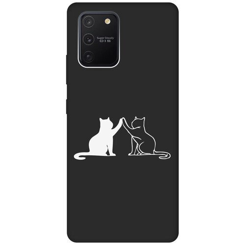 Матовый Soft Touch силиконовый чехол на Samsung Galaxy S10 Lite, Самсунг С10 Лайт с 3D принтом Cats W черный матовый soft touch силиконовый чехол на samsung galaxy s10 самсунг с10 плюс с 3d принтом cats w черный