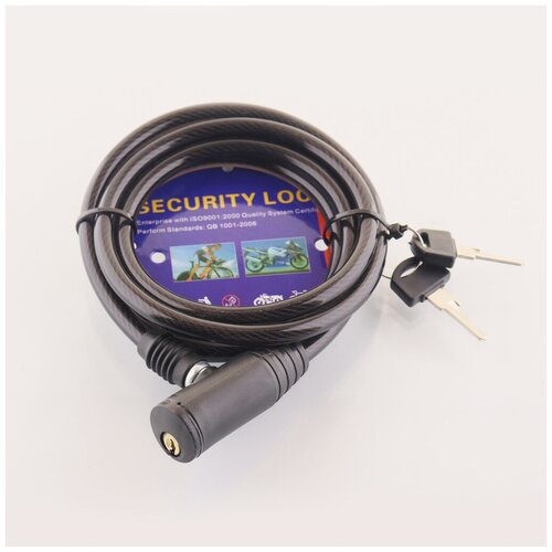 фото Замок на колесо (трос 1500*8mm) (с ключом, чёрный) ty414 kl "lock" нет бренда