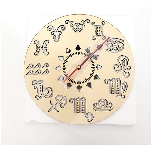 Часы настенные деревянные ручной работы в стиле Зодиак