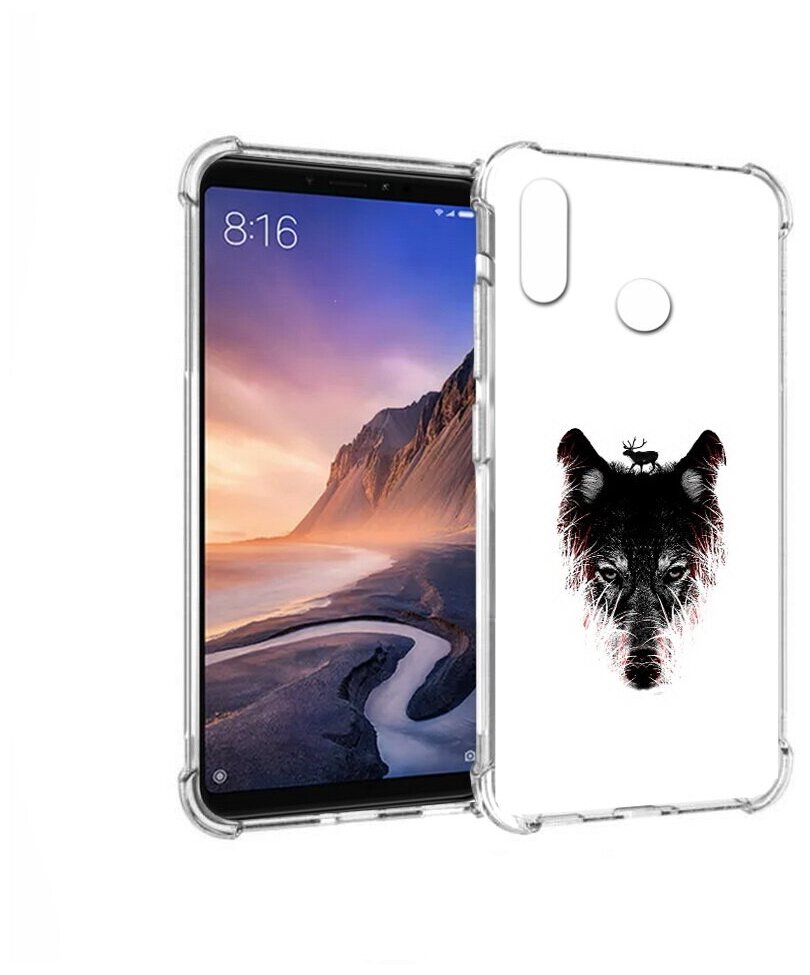 Чехол задняя-панель-накладка-бампер MyPads волк в траве для Xiaomi Mi Max 3 противоударный