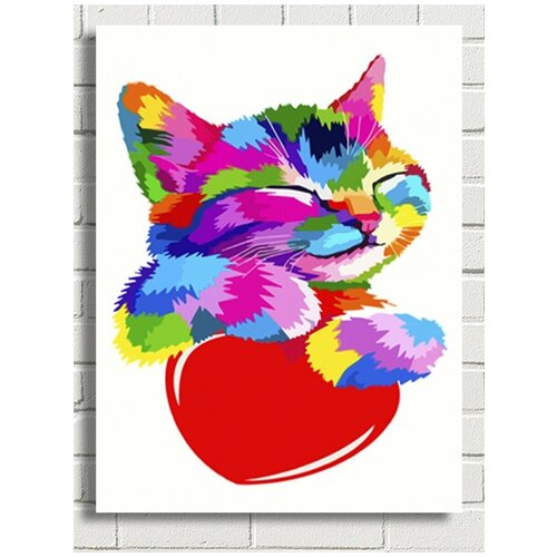 Картина по номерам Красочный котик (животные, кошки) - 8500 В 30x40 картина по номерам красочный слон животные 8211 в 30x40