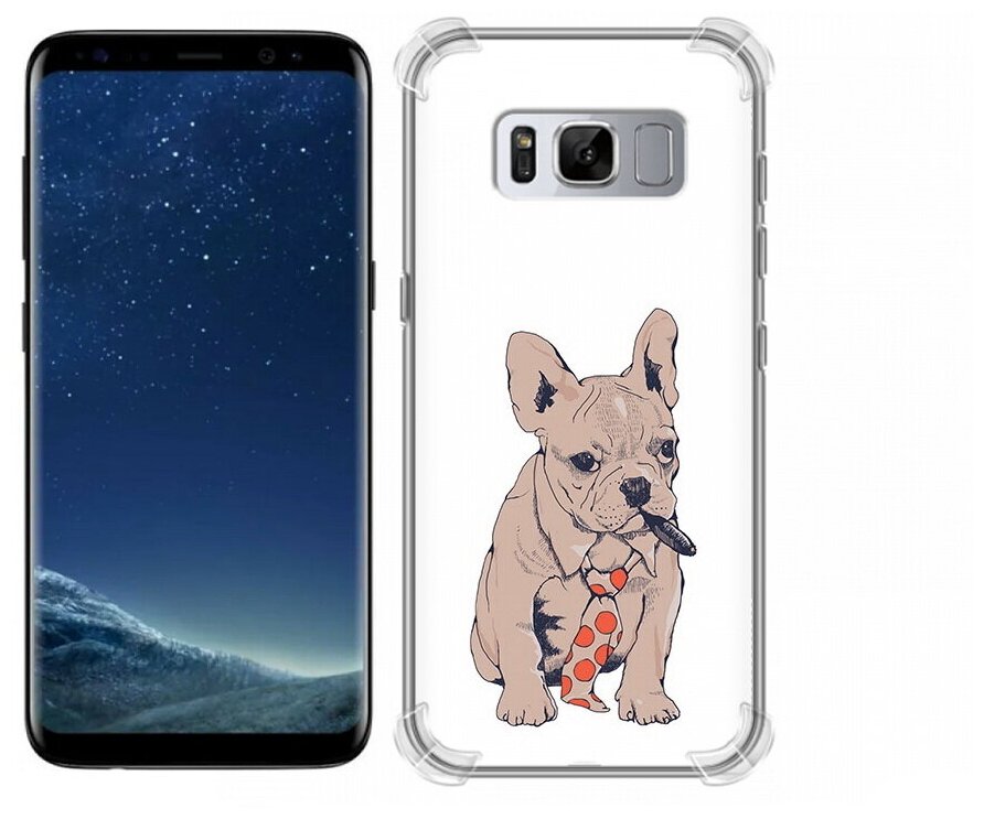 Чехол задняя-панель-накладка-бампер MyPads бульдог с сигарой для Samsung Galaxy S8 SM-G9500 противоударный