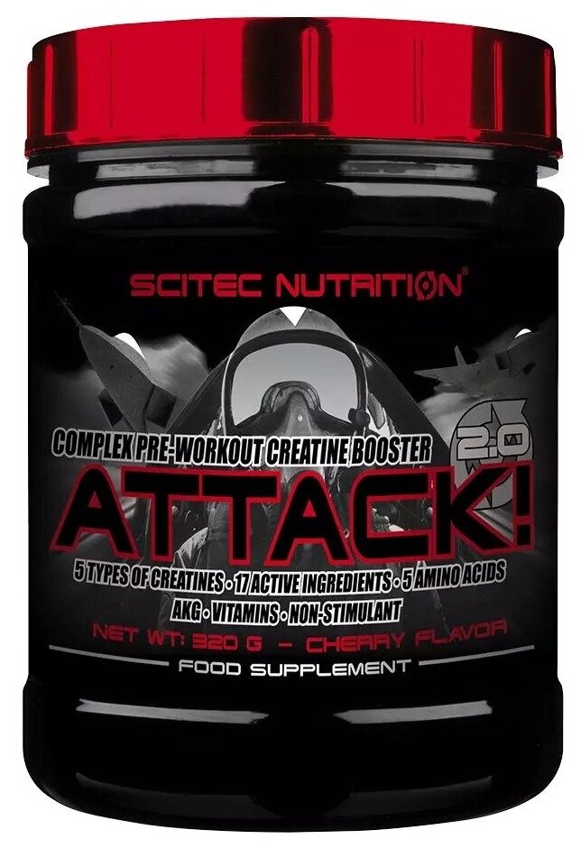 В порошке Scitec Nutrition Attack 2.0 320 г, Вишня