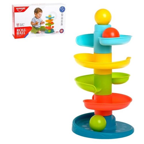 Развивающая игрушка Huanger Быстрый шарик, горка с шариками, 5 элементов, разноцветный, для детей от 18 месяцев