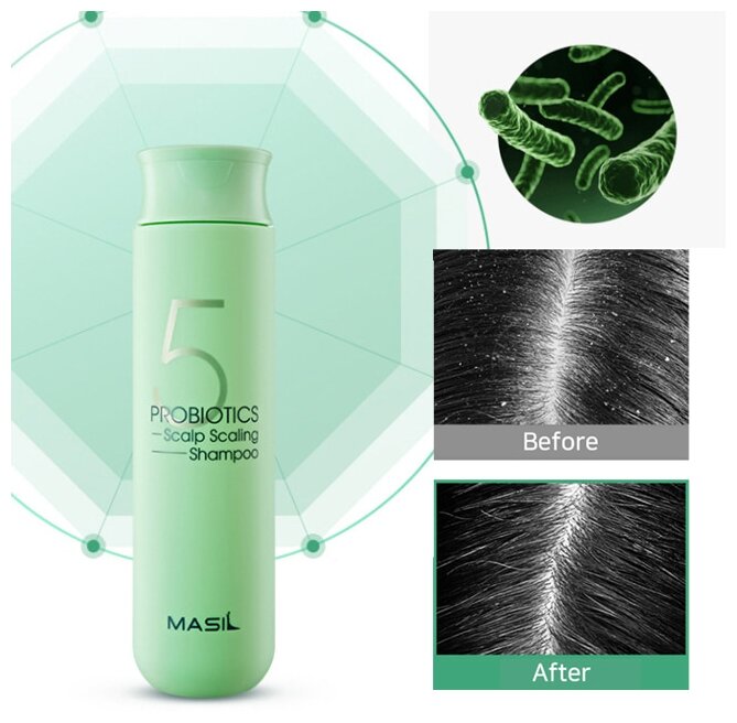 Глубокоочищающий шампунь для волос с пробиотиками Masil 5 Probiotics Scalp Scaling Shampoo 300ml