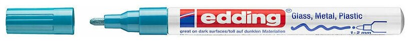 фото Маркер по металлу/стеклу/пластику лак Edding 751/010, 1-2мм, голубой