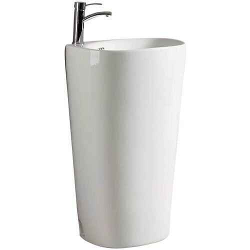 Раковина напольная в ванную, овальная, белая, с переливом, раковина с пъедесталом, компактная