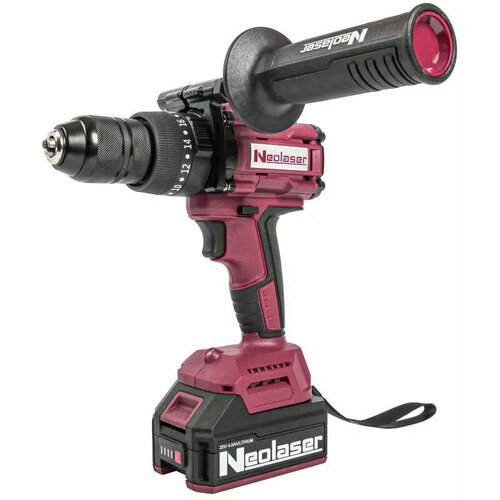 Дрель-шуруповерт аккумуляторная бесщеточная ударная Neolaser NCDB-120 20 В Li-ion 2x4 Ач 19555₽