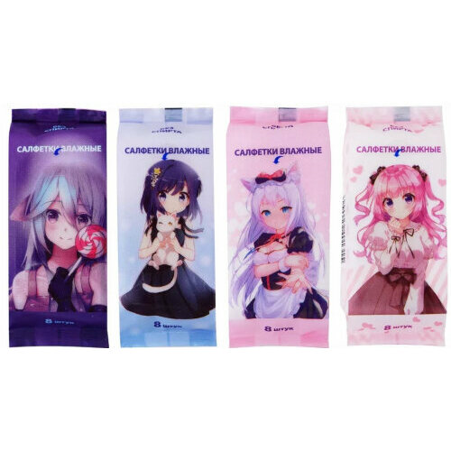 Влажные салфетки Cotto Аниме универсальные, с хлопком, 4*8шт
