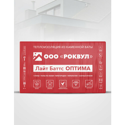 фото Теплоизоляция роквул лайт баттс оптима 1000*600*50 1 упак 6м2 0,3м3 rwl