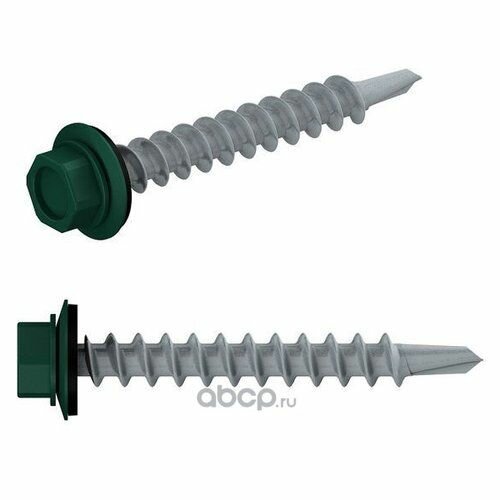Саморезкровельный4.8х35ммцинк шайбаспрокл PT1 RAL6005(200штвкарт. уп.)STARFIX(подереву цветзеленыймо STARFIX SMC265468200