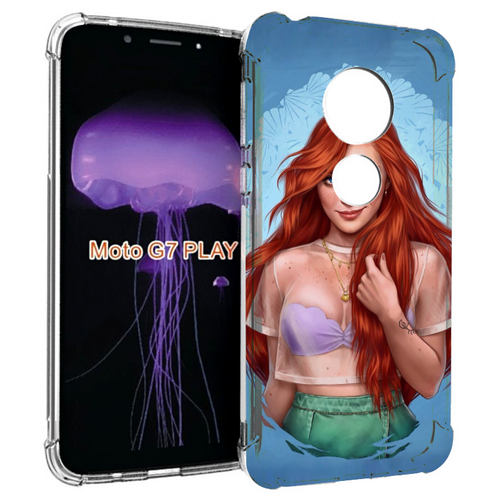 Чехол MyPads девушка-в-голубом-фоне женский для Motorola Moto G7 Play задняя-панель-накладка-бампер