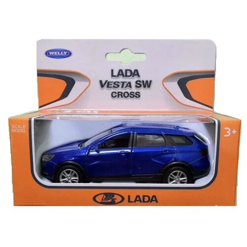 Легковой автомобиль Welly Lada Vesta SW Cross (43763) 1:34, синий модель машины 1 34 39 lada vesta sw cross пожарная охрана 43763fs